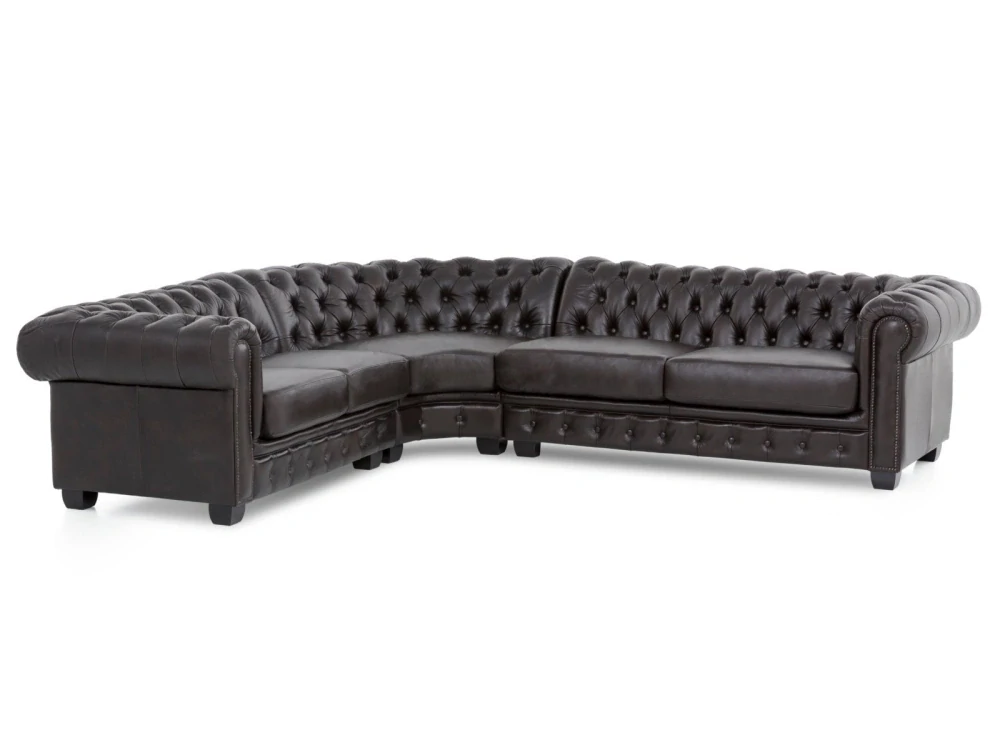 Kožená sedačka Chesterfield II pravá kůže červena