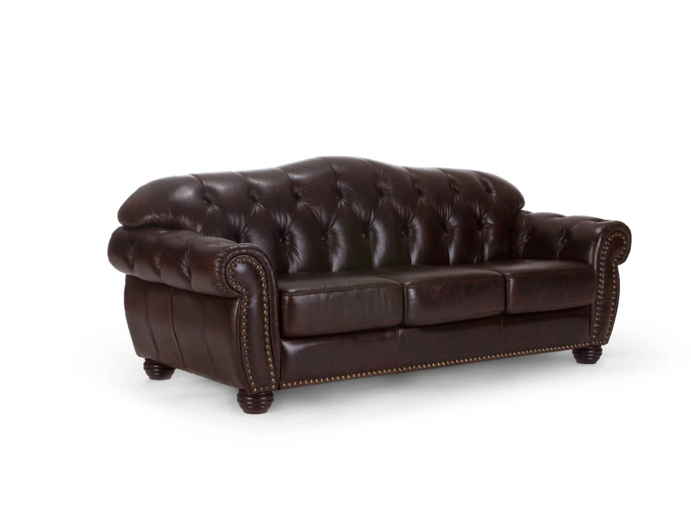 Pohovka Chesterfield kůže 3 místná hnědá