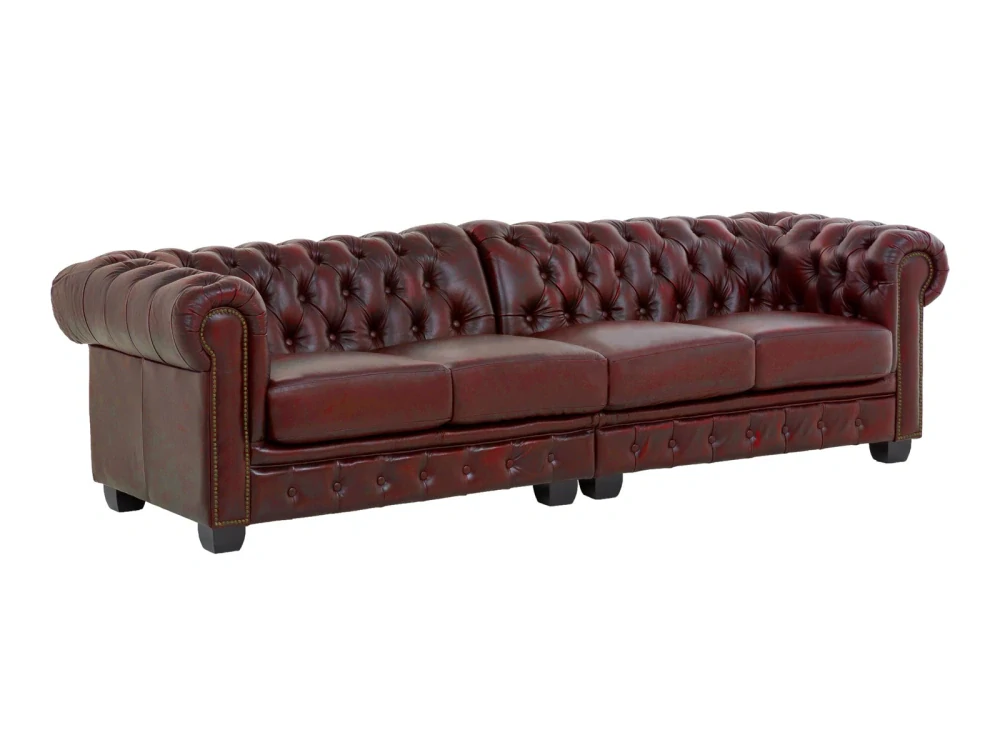 Pohovka Chesterfield kůže II 4 místná červená