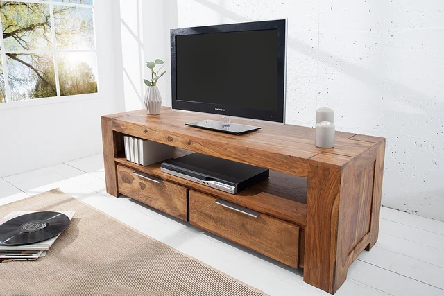 TV stolek MAKASSAR 135 cm 2 šuplíky sheesham