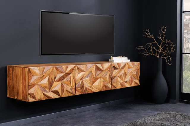 TV stolek ALPINE 160 cm závěsné z palisandrového dřeva (sheesham)
