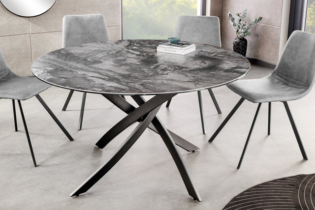 Jídelní stůl ALPINE Ø 120 cm kulatý keramika mramorový vzhled taupe