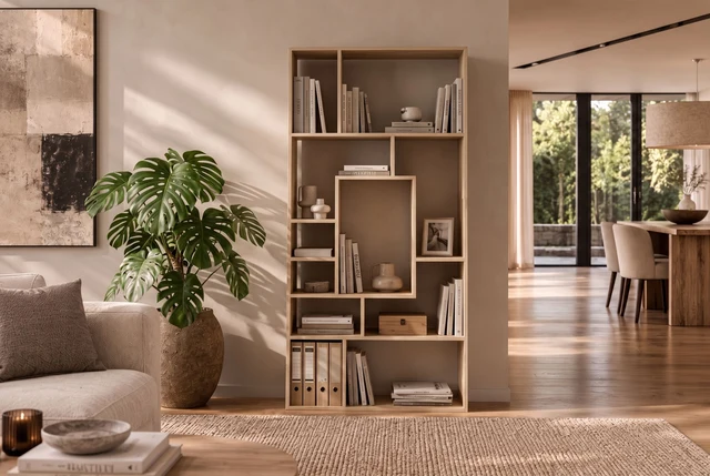 Regál MAKASSAR 180x80 cm z mangového dřeva přírodní provedení krémové