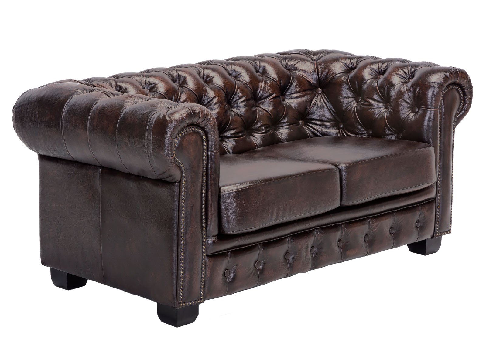 Kožená pohovka Chesterfield 2 místná pravá kůže