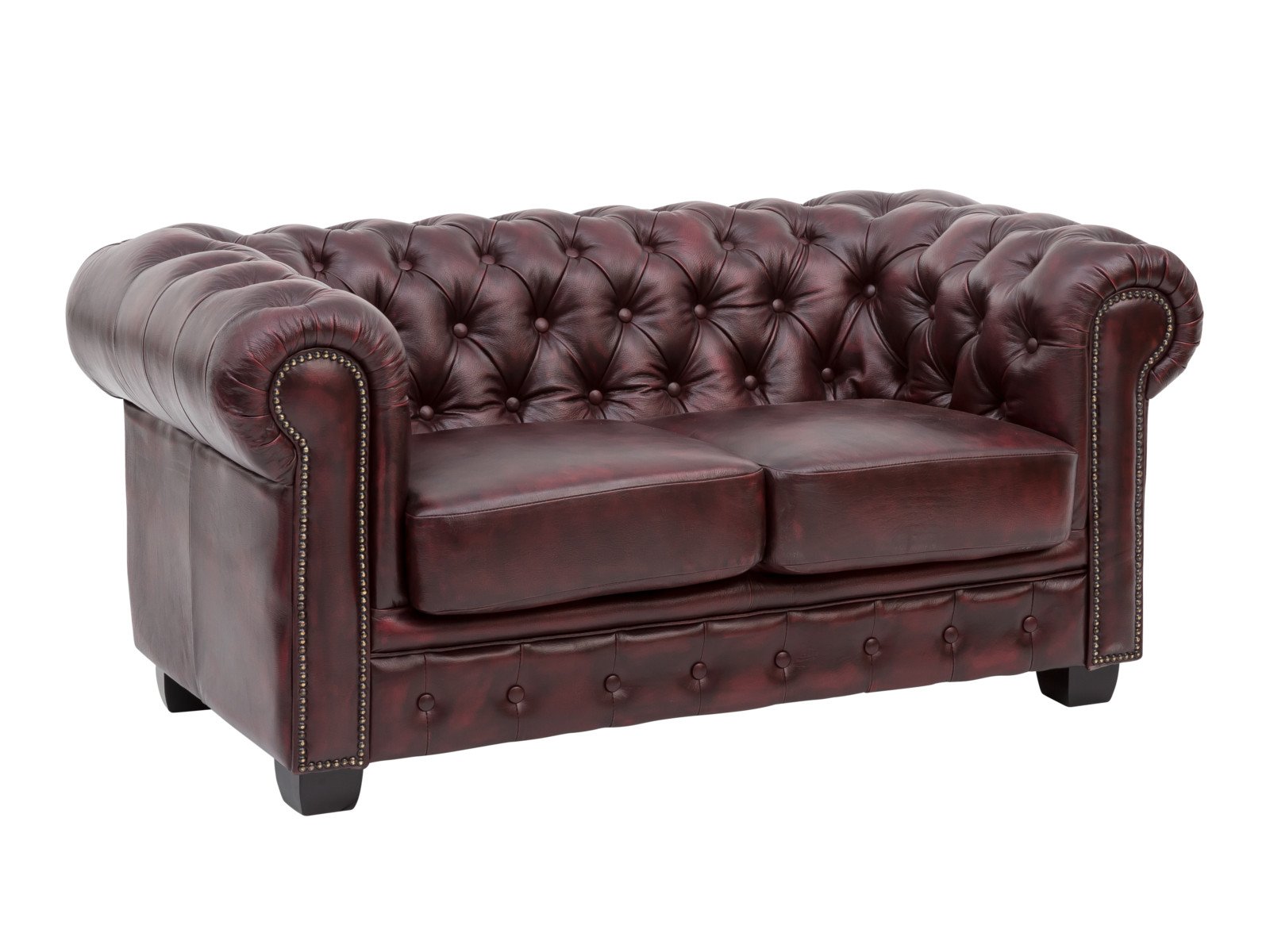 Pohovka kůže Chesterfield II 2 místná červená