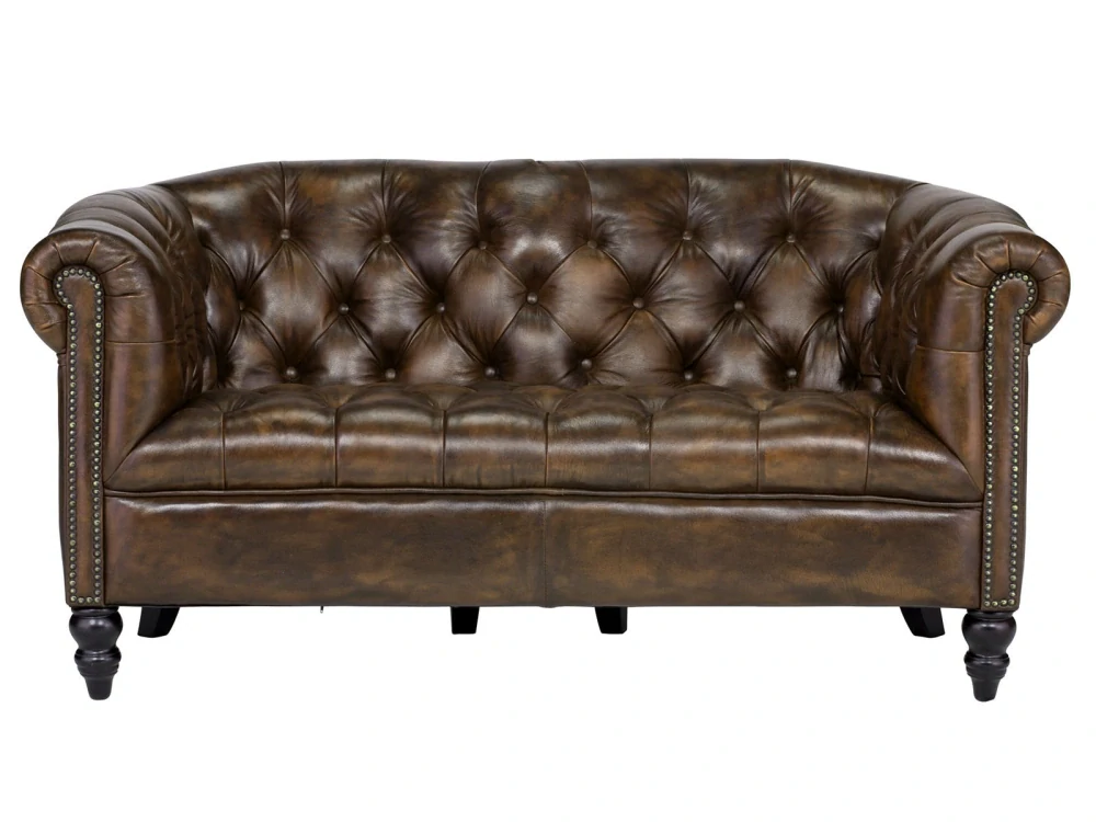 Chesterfield pohovka V 2 místná pravá kůže
