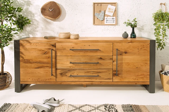 Komoda THOR 200 cm z divokého dubu industriální styl