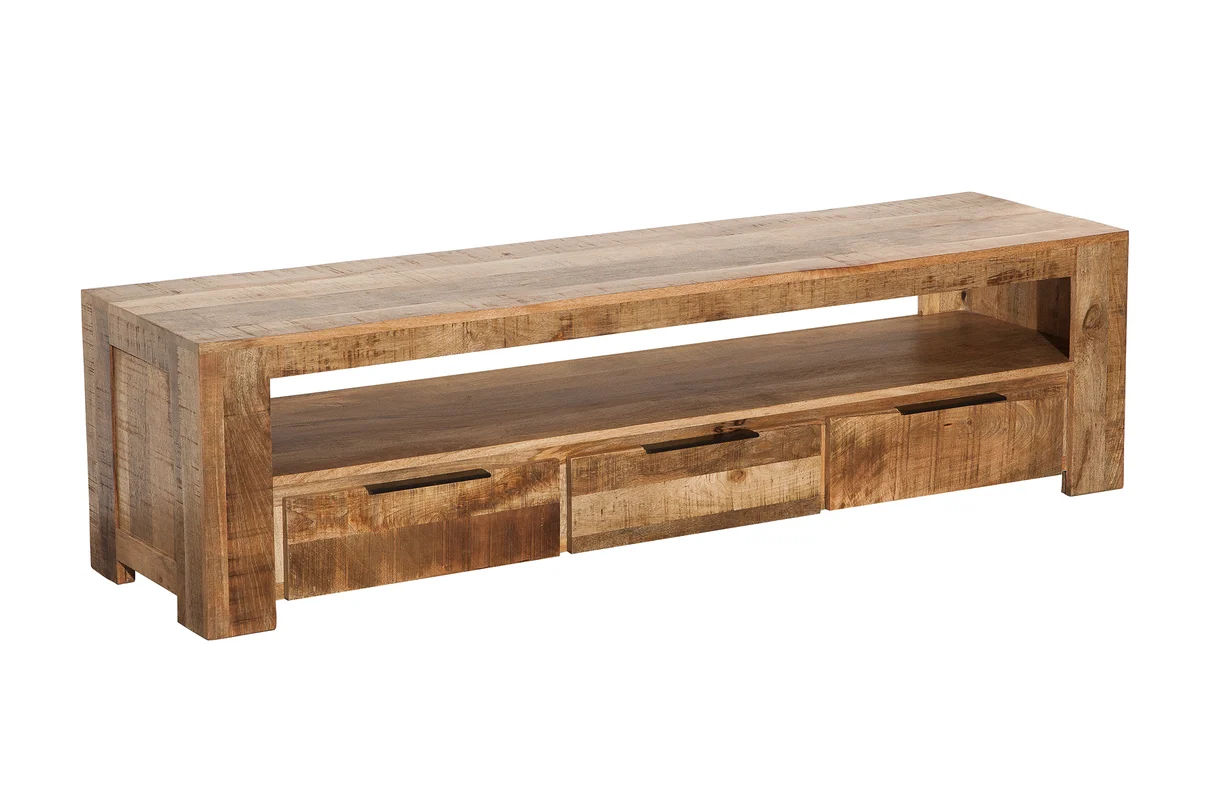 TV stolek IRON CRAFT 170 cm z mangového dřeva přírodní provedení industriální styl