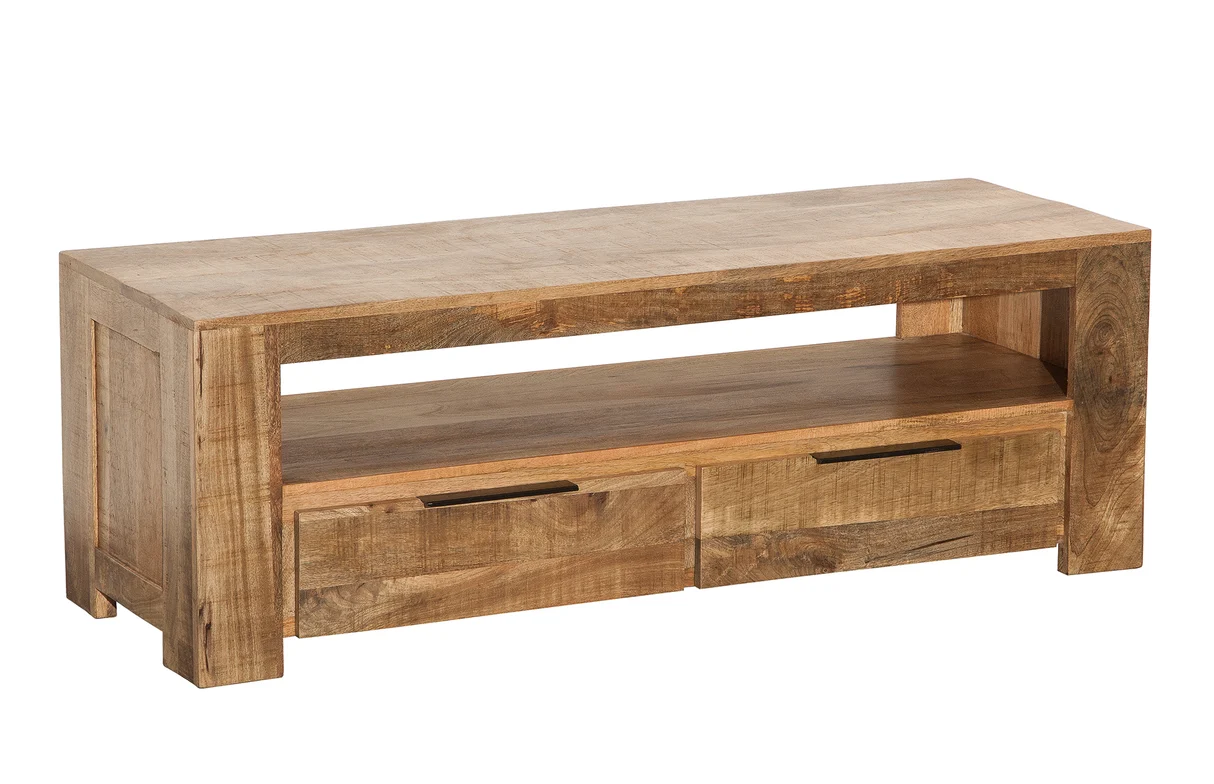 TV stolek IRON CRAFT 130 cm z mangového dřeva přírodní provedení industriální styl