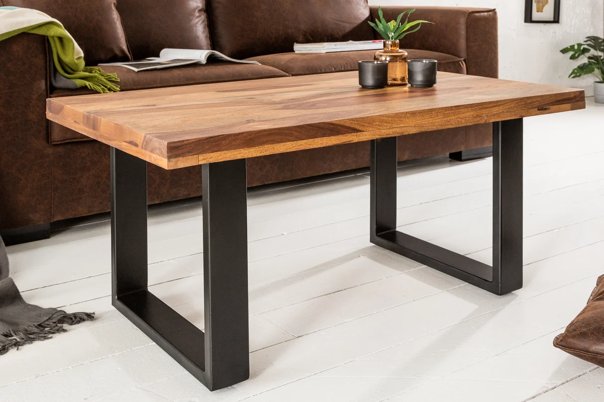 Konferenční stolek IRON CRAFT 100 cm nohy do U z palisandrového dřeva (sheesham)