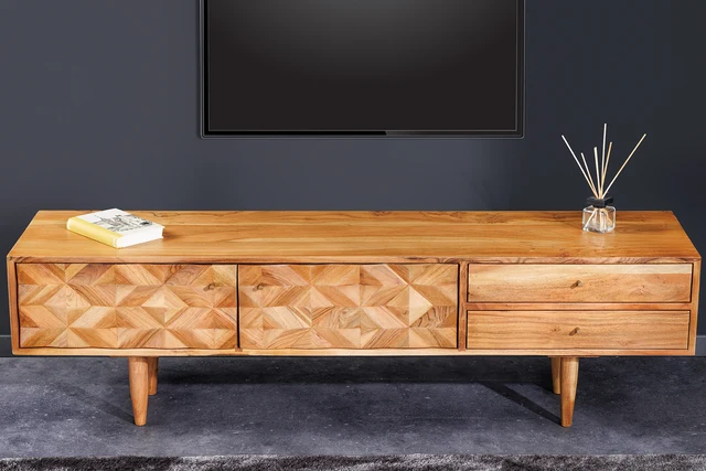 TV stolek ALPINE 145 cm akácie medové povrch