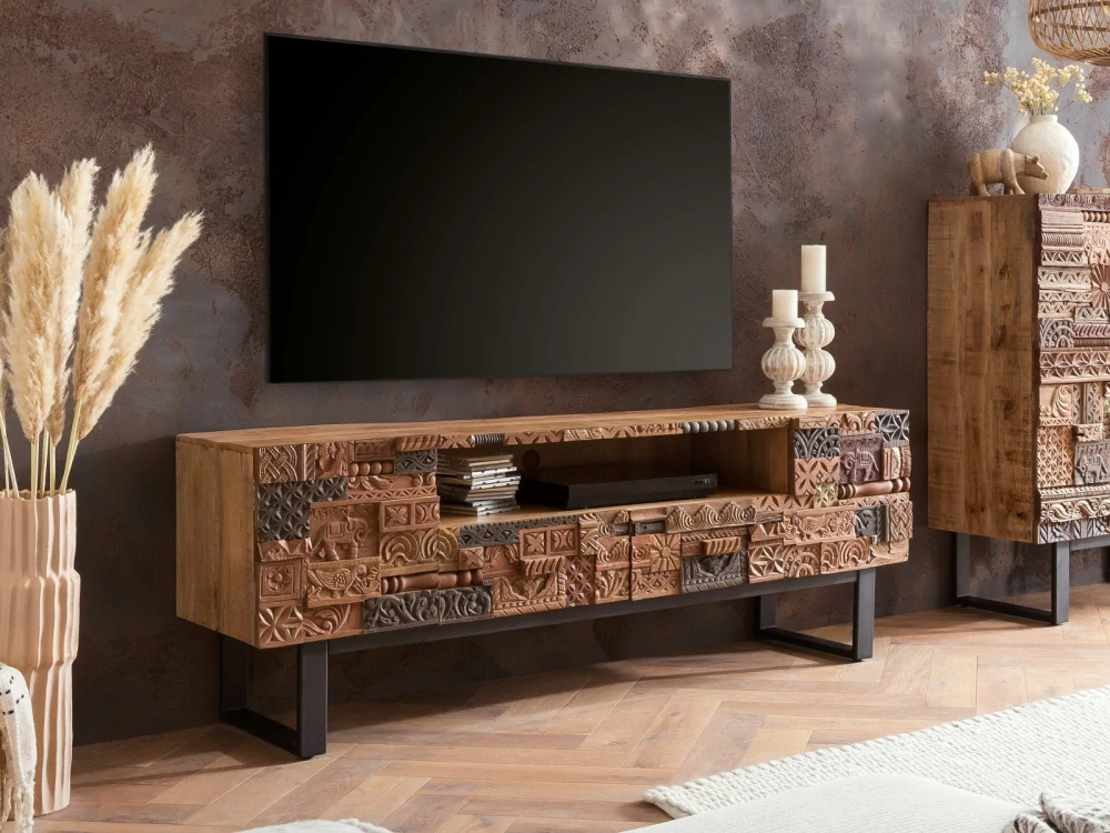 Stolek pod TV z masivu 200 cm Byzanc mango