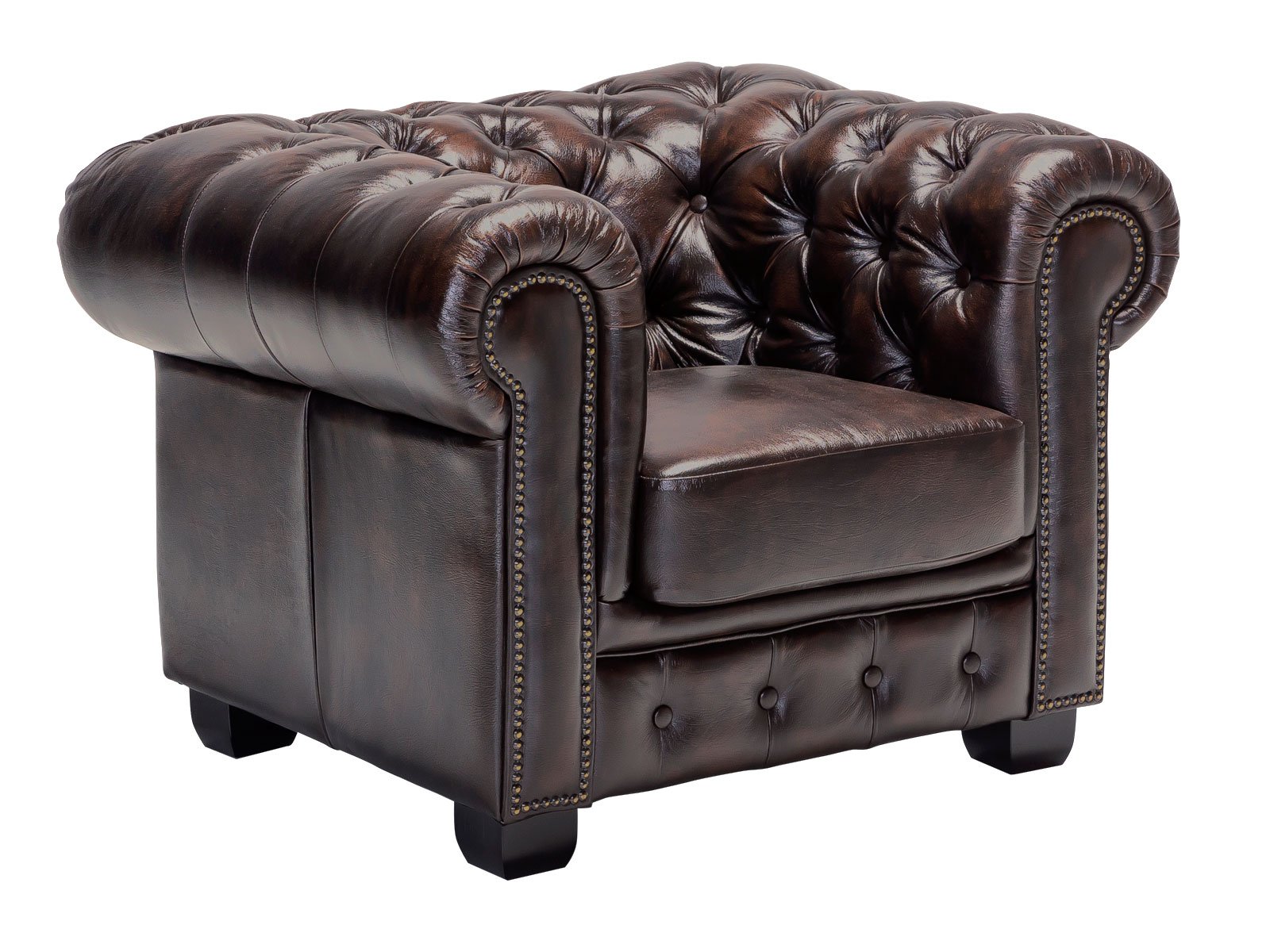 Sedací souprava Chesterfield hnědá pravá kůže