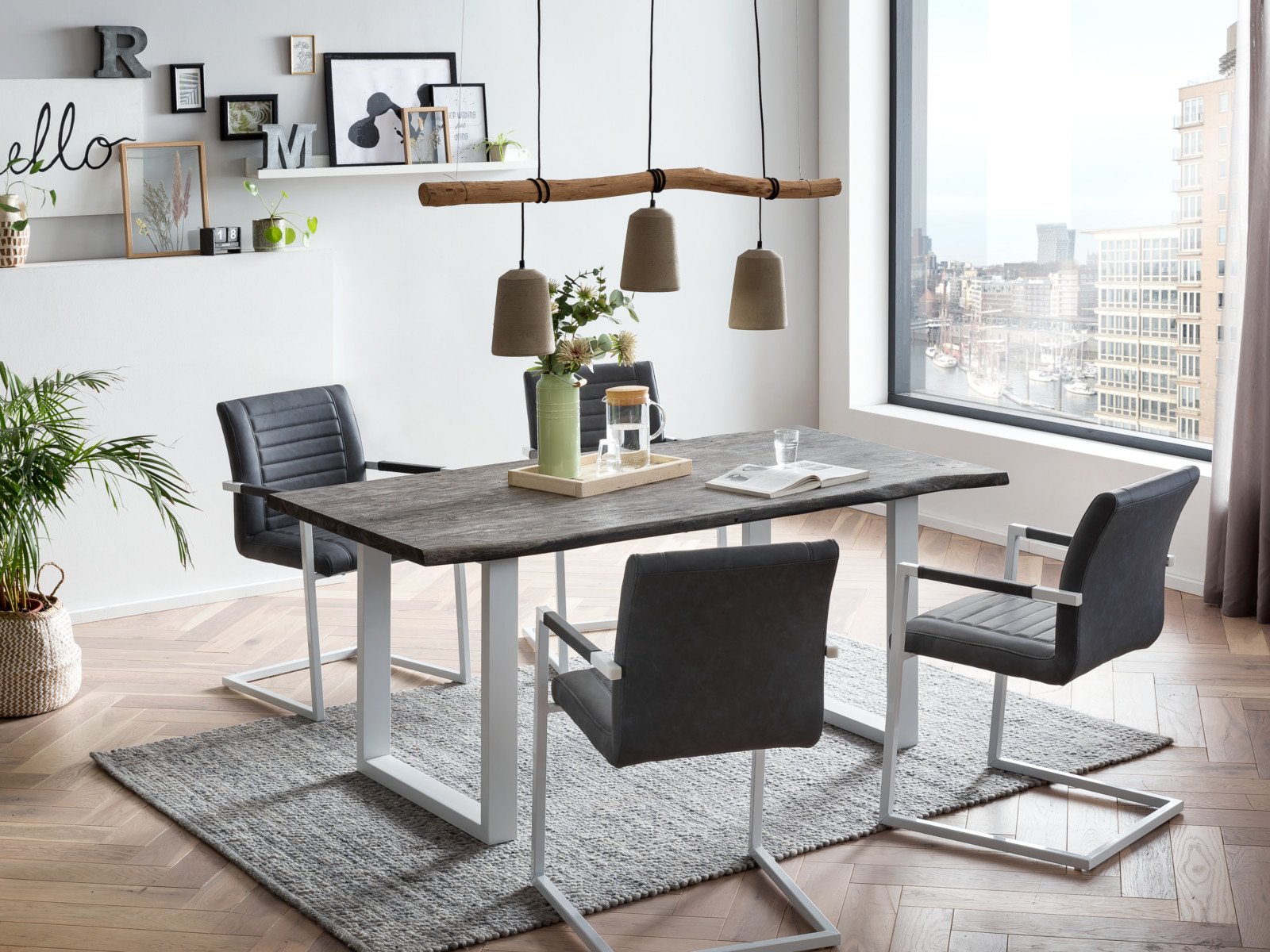 Jídelní stůl 140x90 masiv Frankfurt III bílé nohy akácie