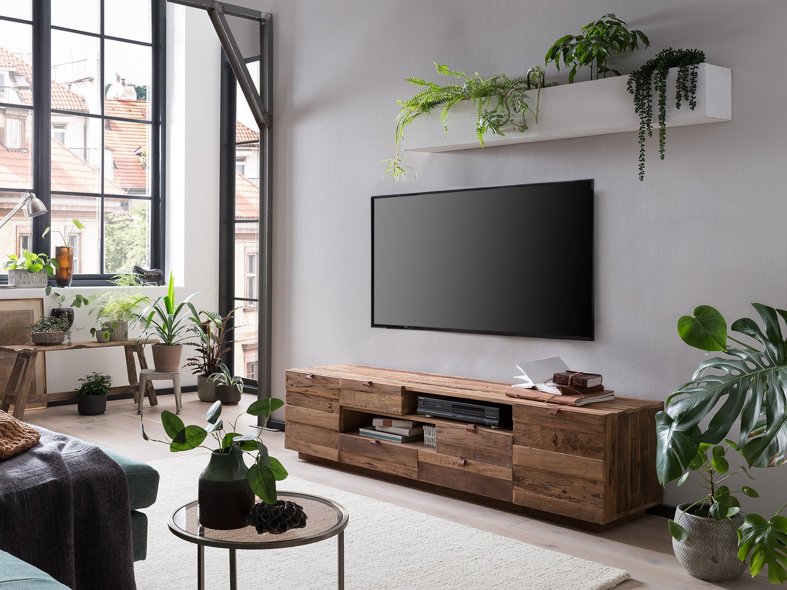 Stolek pod TV masiv 180 cm Sumatra recyklované dřevo