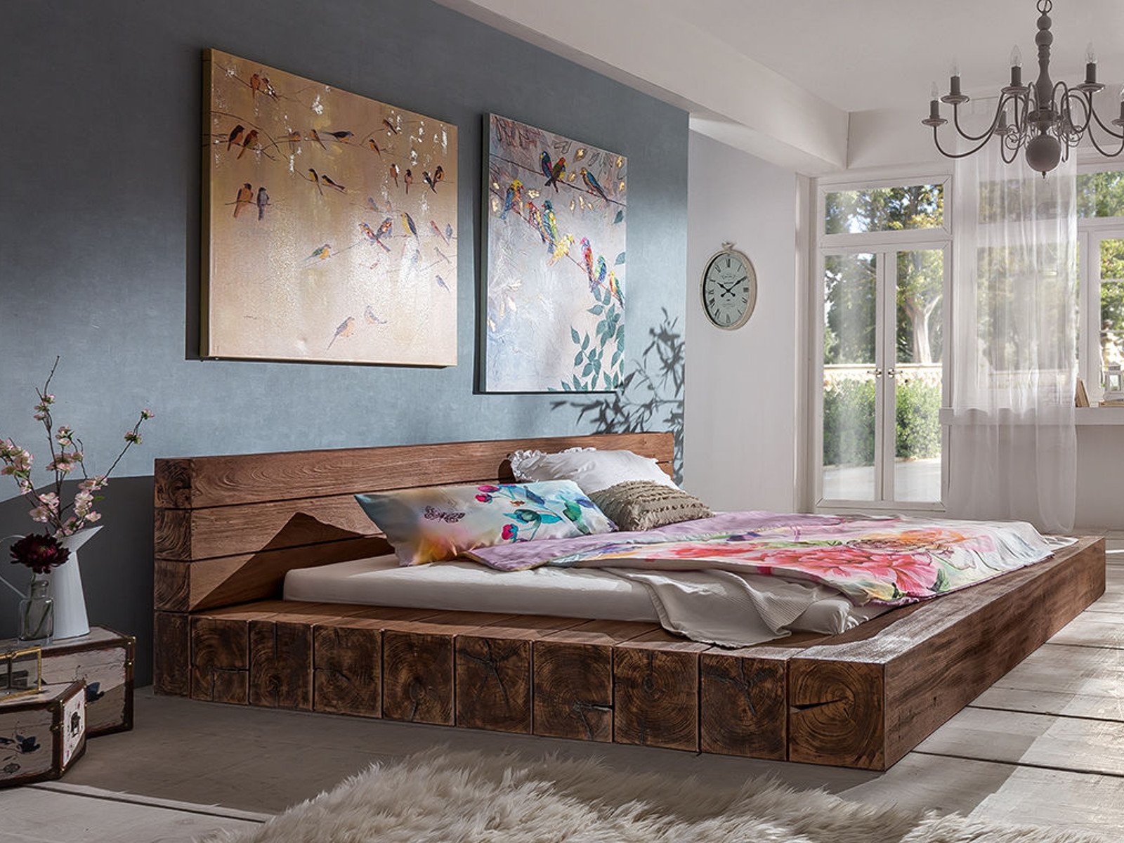 Futonová masivní postel z trámu 180x200 Woodlive