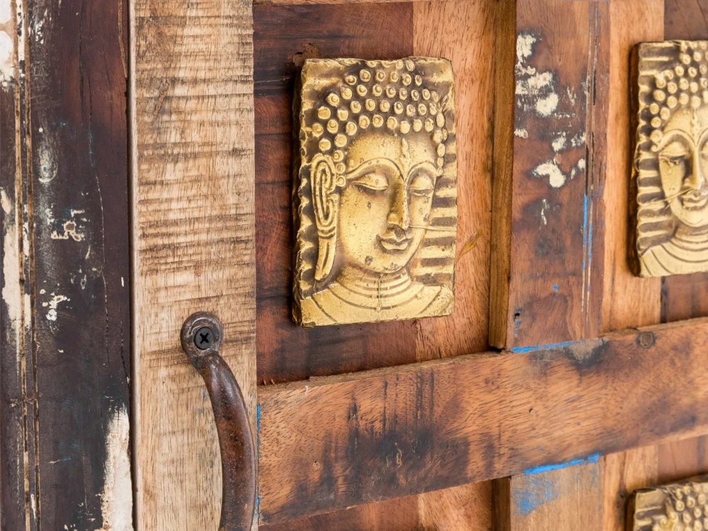 Vysoká skříňka do koupelny Buddha masiv recyklované dřevo
