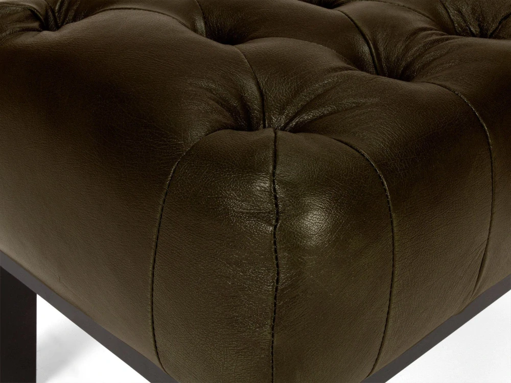 Taburet kůže Chesterfield pravá kůže hnědý