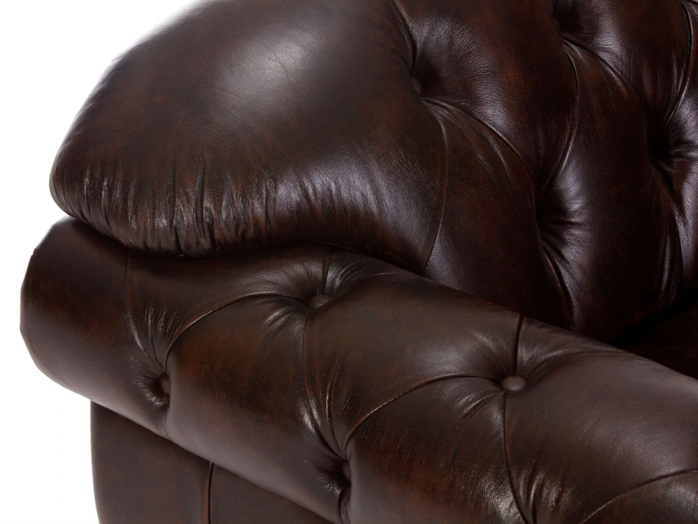 Křeslo Chesterfield pravá kůže hnědý