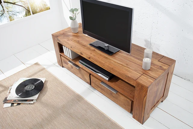 TV stolek MAKASSAR 135 cm 2 šuplíky sheesham