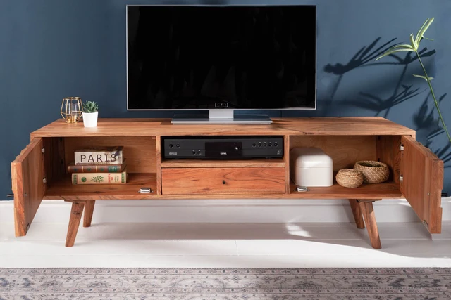 TV stolek MYSTIC LIVING 140 cm z akáciového dřeva přírodní provedení