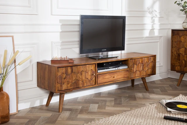 TV stolek MYSTIC LIVING 140 cm z palisandrového dřeva (sheesham) přírodní provedení