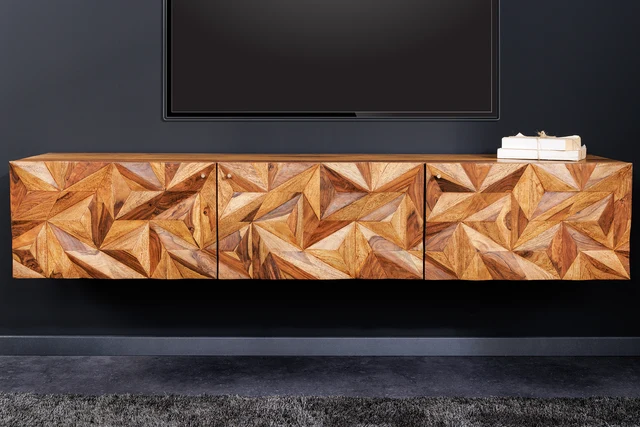 TV stolek ALPINE 160 cm závěsné z palisandrového dřeva (sheesham)