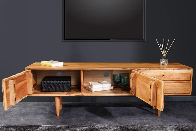 TV stolek ALPINE 145 cm akácie medové povrch