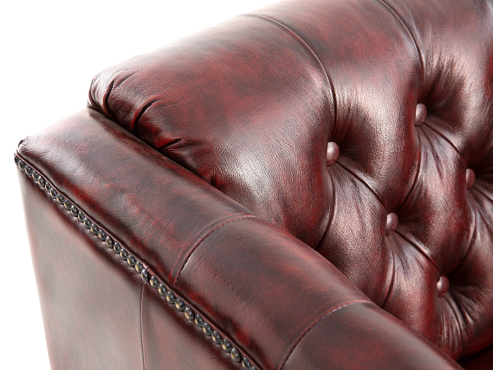 Kožené křeslo Chesterfield II pravá kůže červená