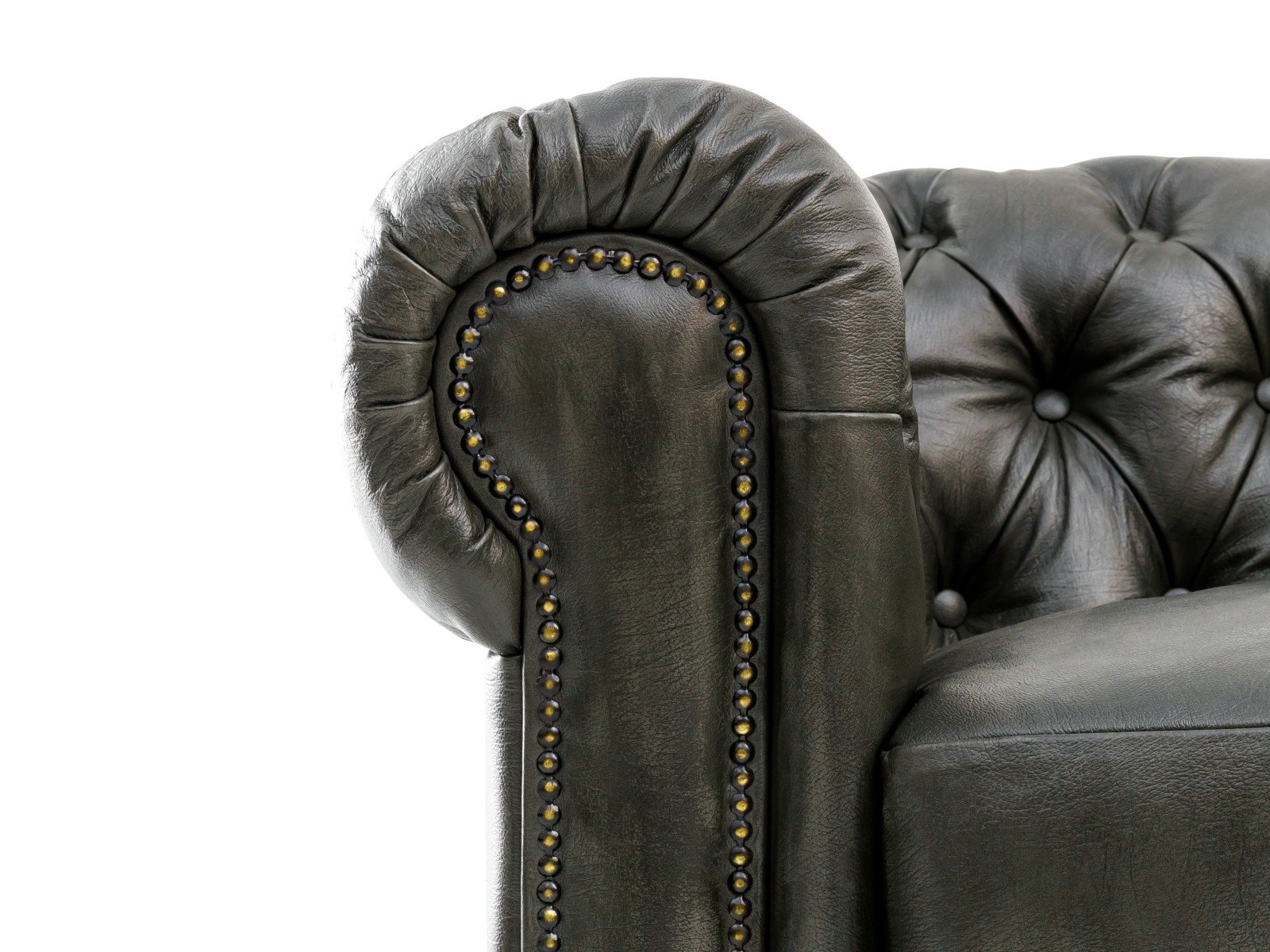 Pohovka Chesterfield III 3 místná pravá kůže zelená
