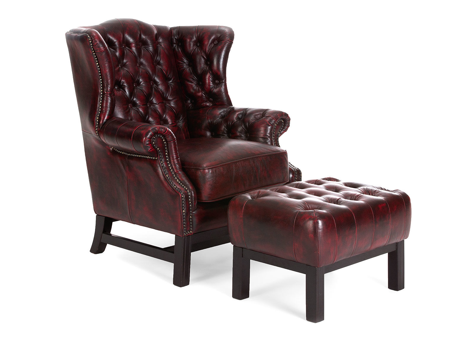 Křeslo ušák Chesterfield II pravá kůže