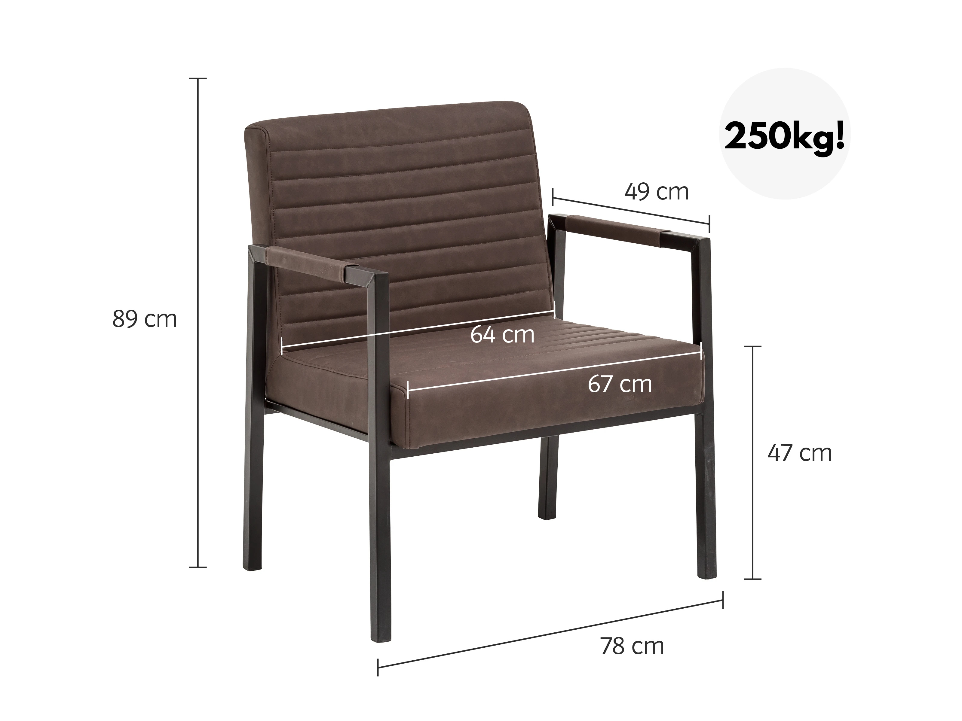 XXL Čalouněná židle 250 kg Berlin hnědá