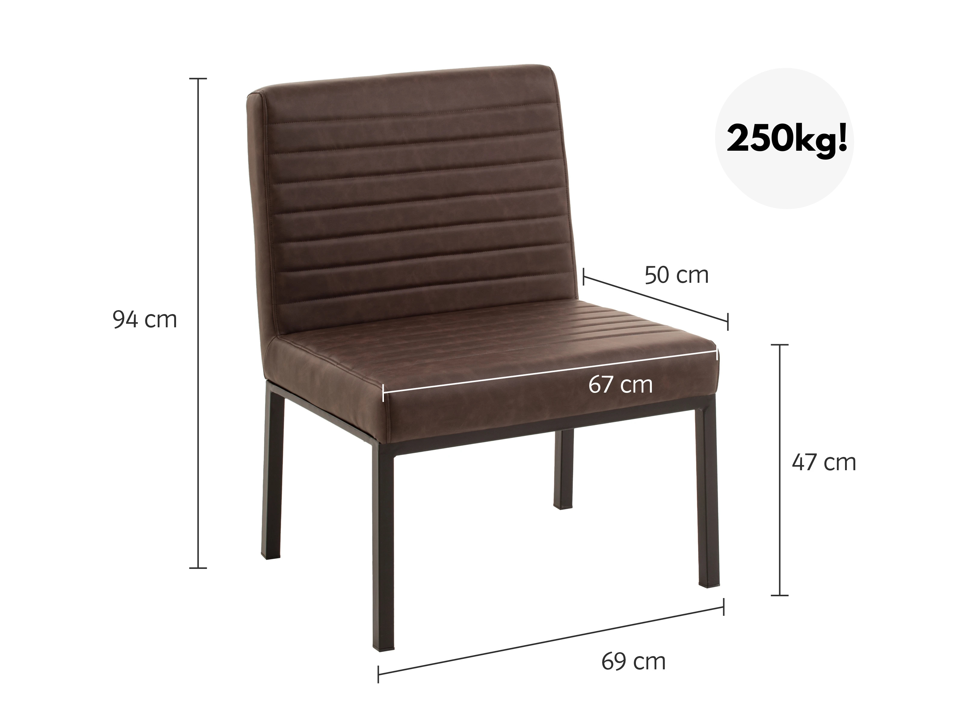 XXL Čalouněná židle 250 kg Berlin hnědá