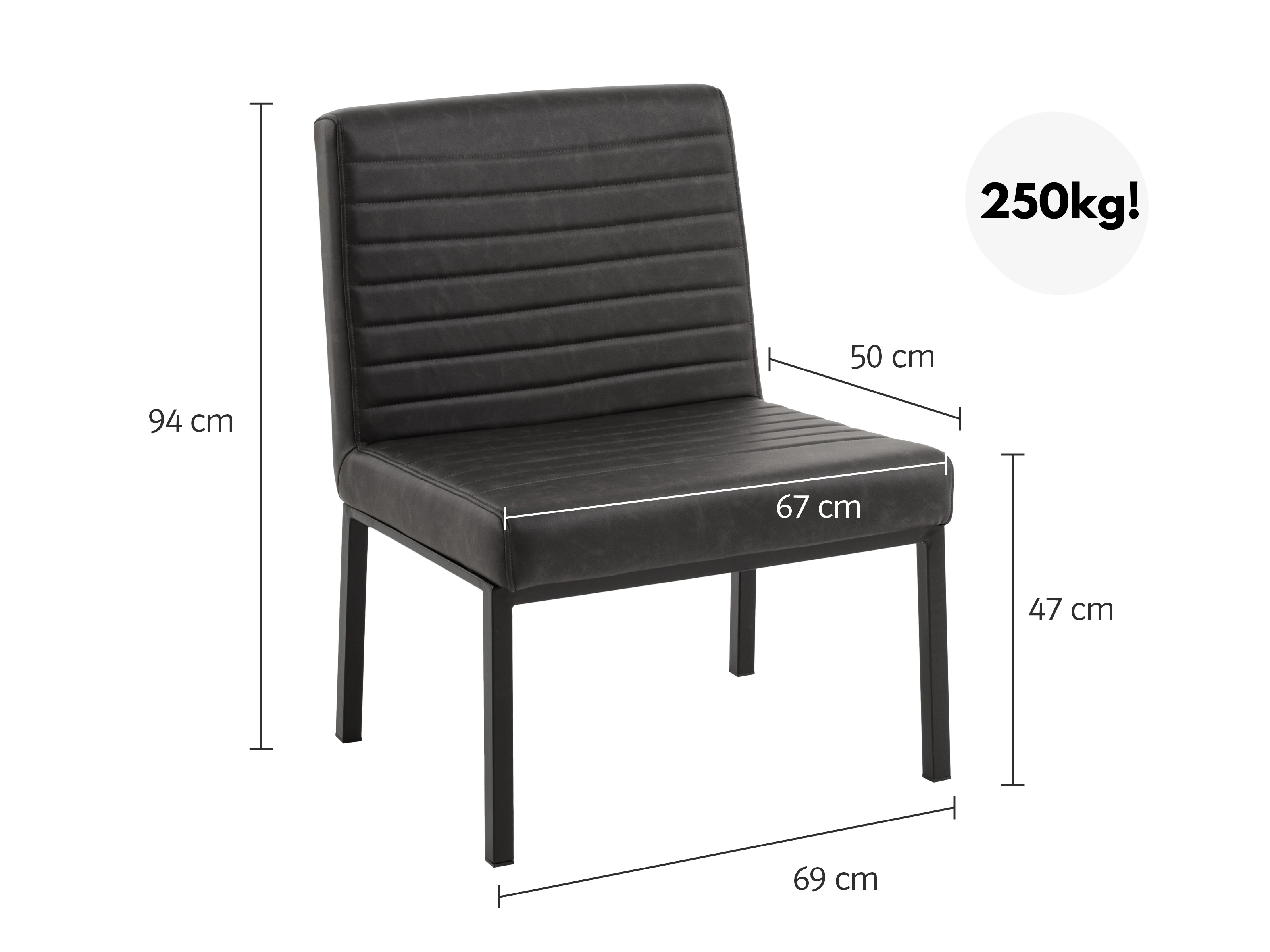 XXL Čalouněná židle 250 kg Berlin šedá