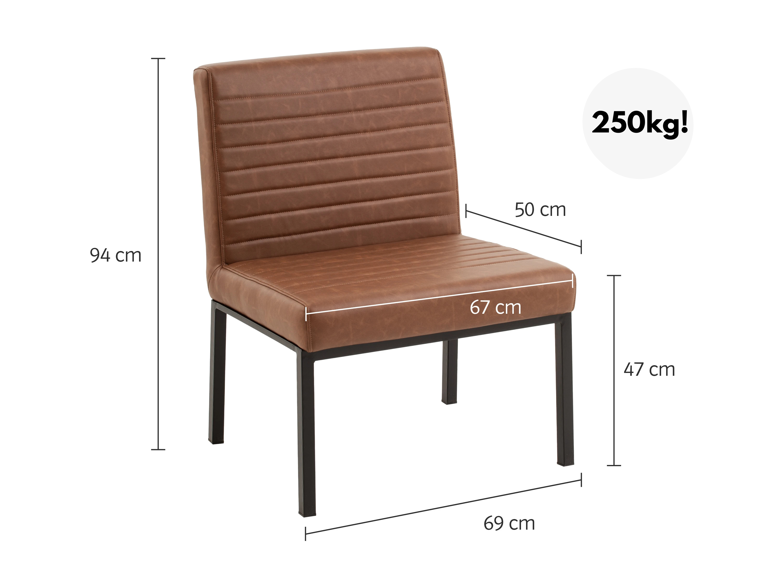 XXL Čalouněná židle 250 kg Berlin světlá hnědá