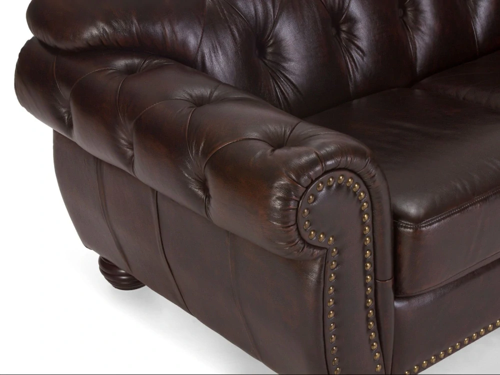 Pohovka Chesterfield kůže 3 místná hnědá