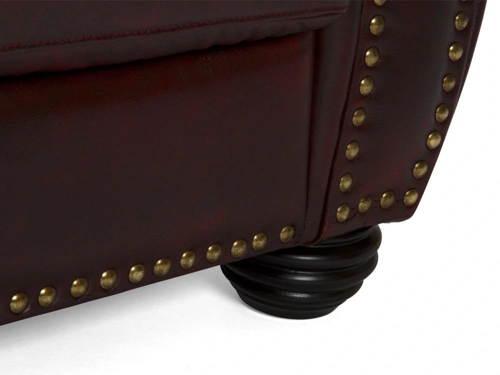 Pohovka Chesterfield II červená 3 místná pravá kůže