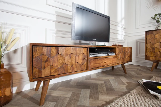 TV stolek MYSTIC LIVING 140 cm z palisandrového dřeva (sheesham) přírodní provedení