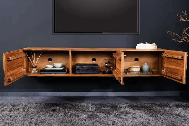 TV stolek ALPINE 160 cm závěsné z palisandrového dřeva (sheesham)