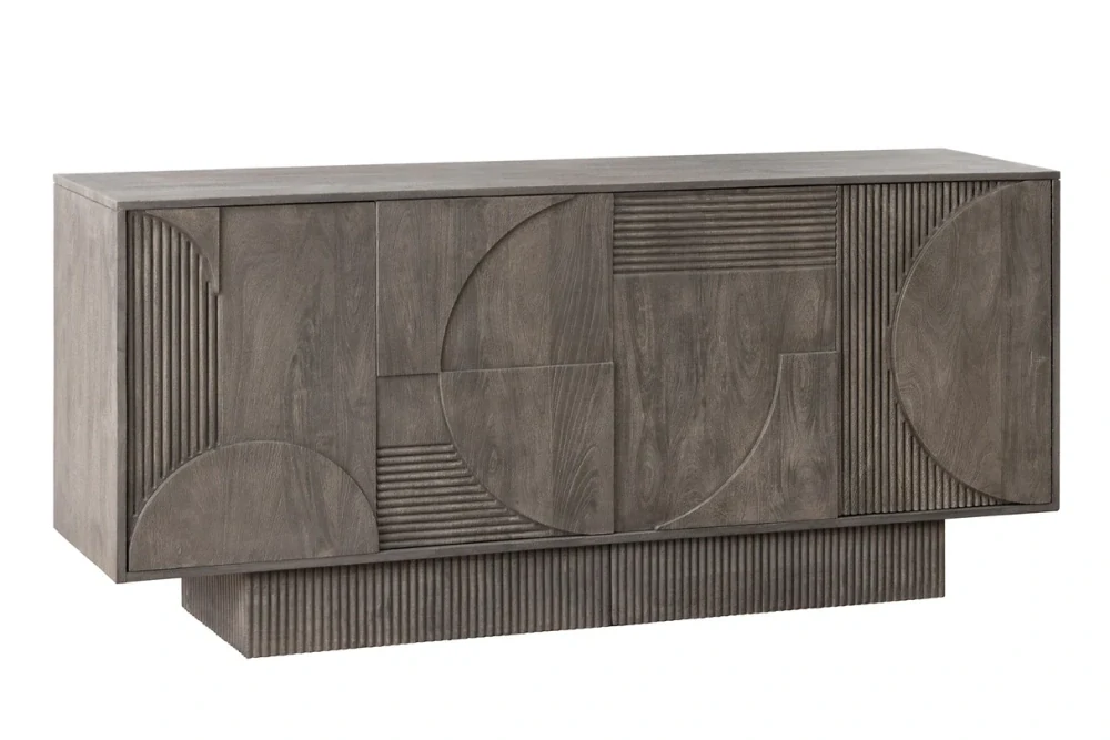 Komoda ART DECO 170 cm 3D z mangového dřeva šedé provedení