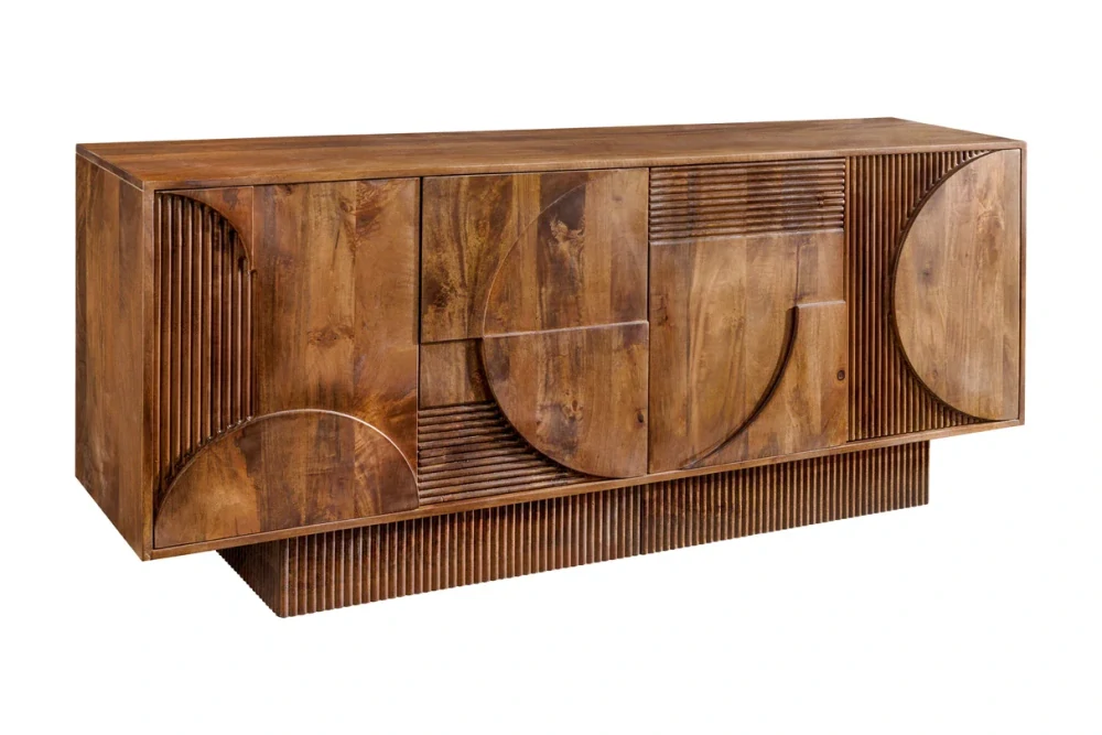 Komoda ART DECO 170 cm 3D z mangového dřeva hnědé provedení