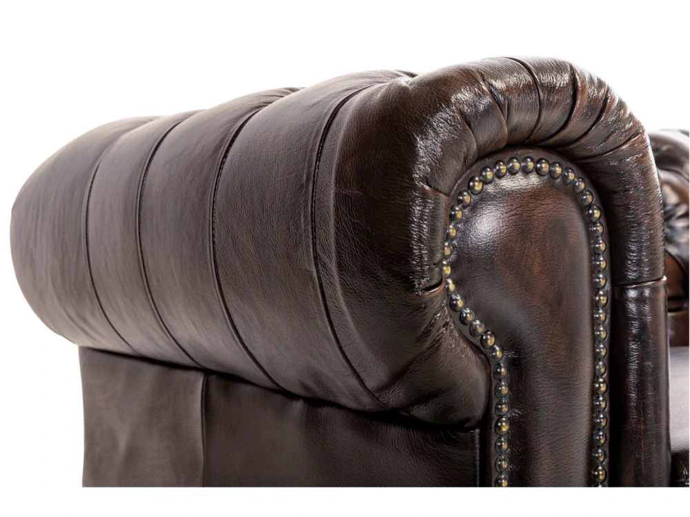 Rohová sedačka Chesterfield z pravé kůže