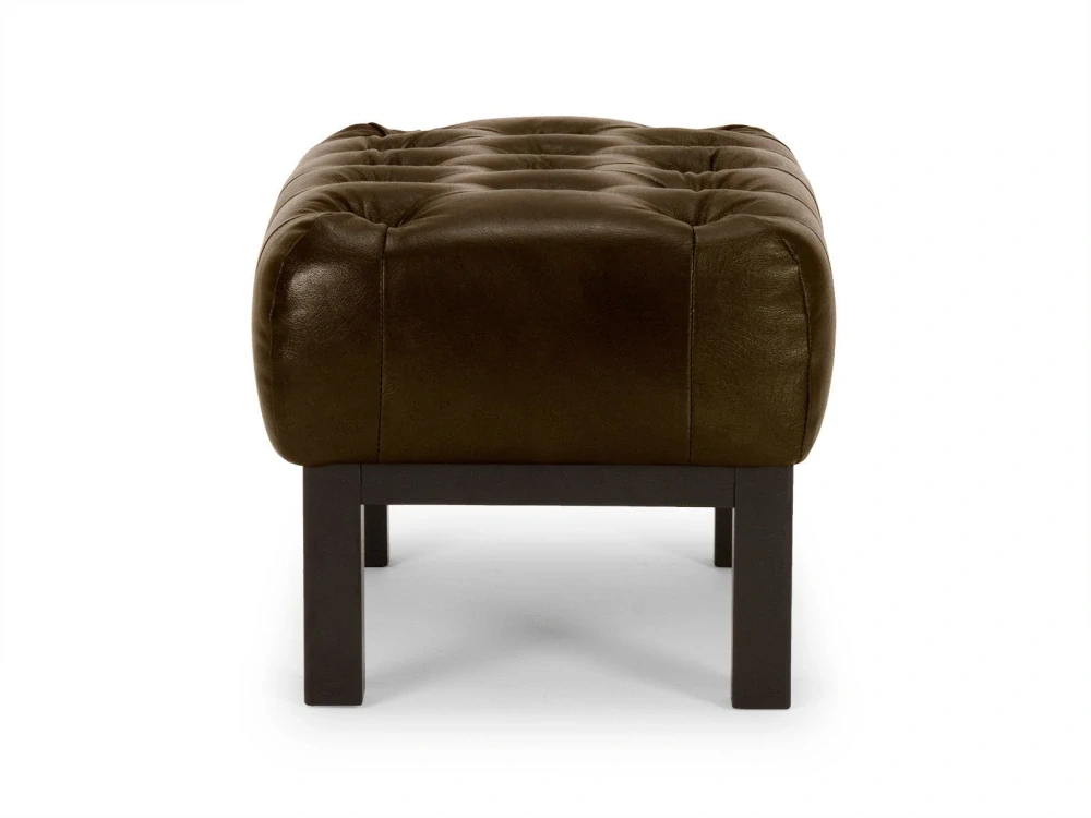 Taburet kůže Chesterfield pravá kůže hnědý