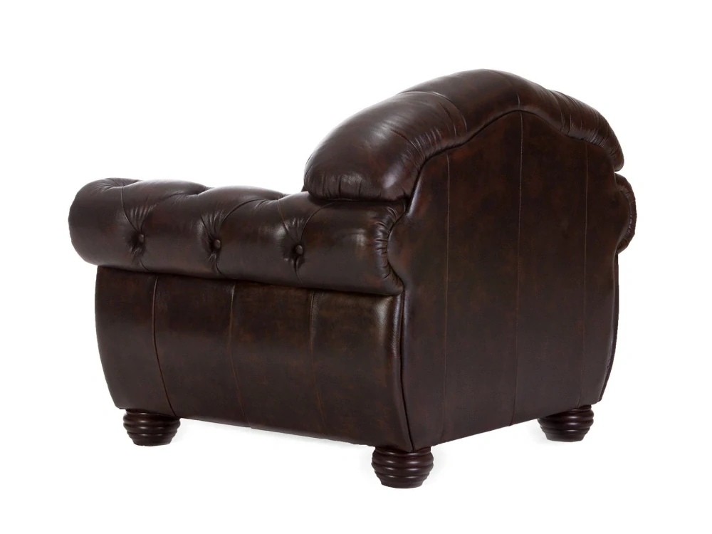 Křeslo Chesterfield pravá kůže hnědý