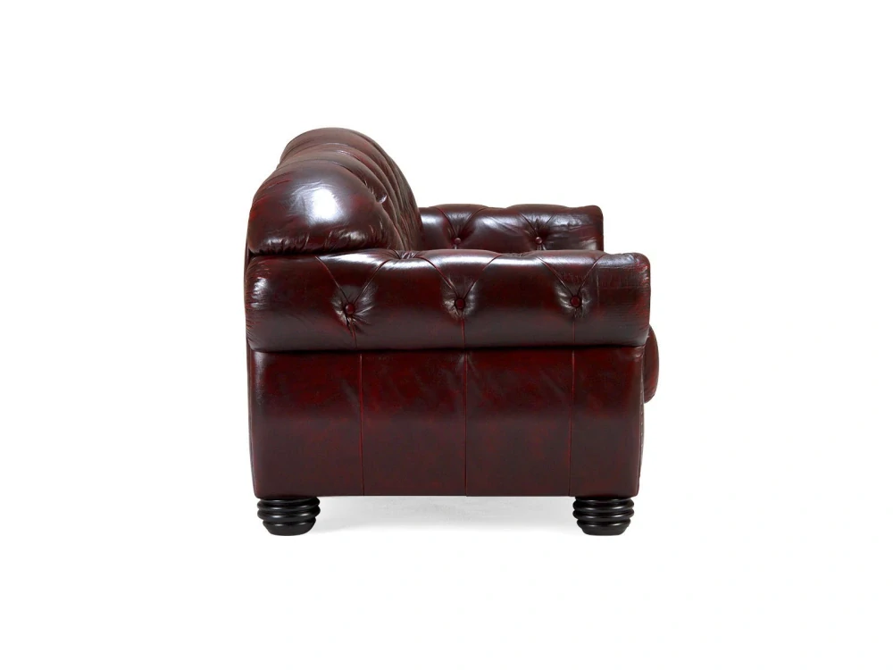Pohovka Chesterfield II červená 3 místná pravá kůže
