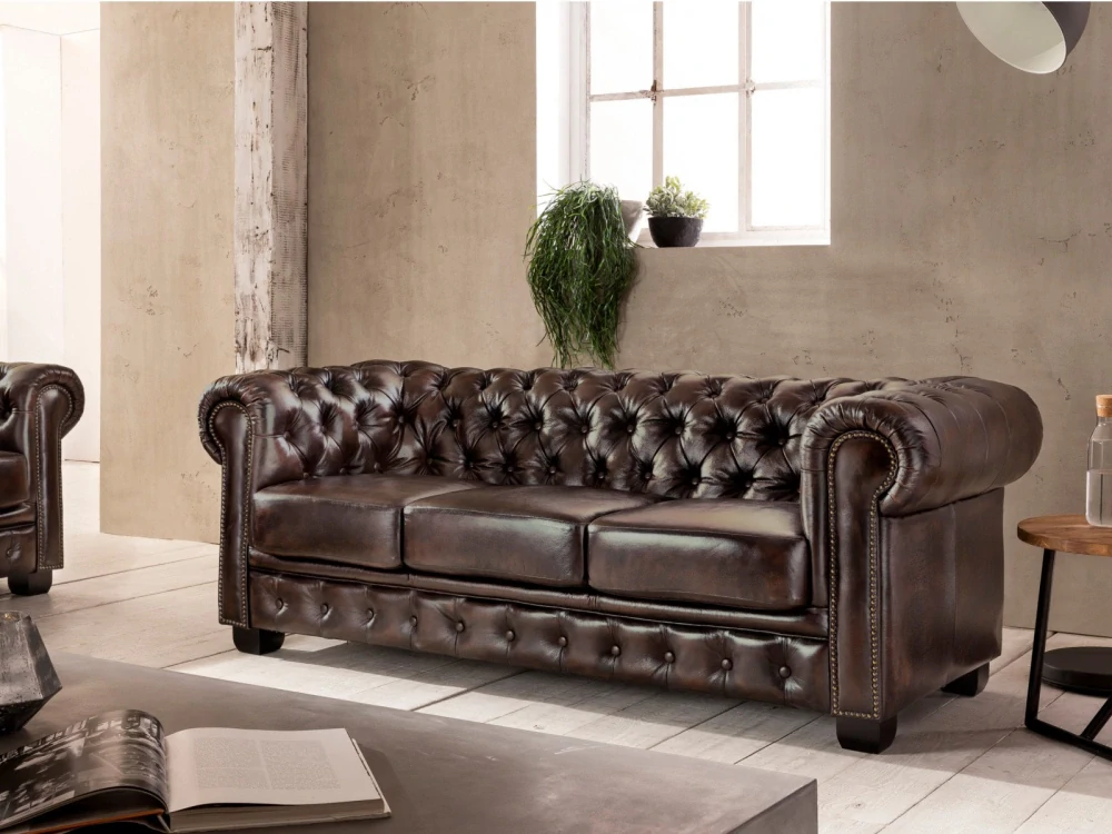 Sedačka Chesterfield 5 místná hnědá