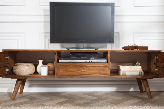 TV stolek MYSTIC LIVING 140 cm z palisandrového dřeva (sheesham) přírodní provedení