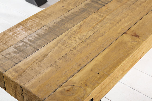 Lavice THOR 200 cm nohy do X borovice ze dřeva vintage hnědé provedení