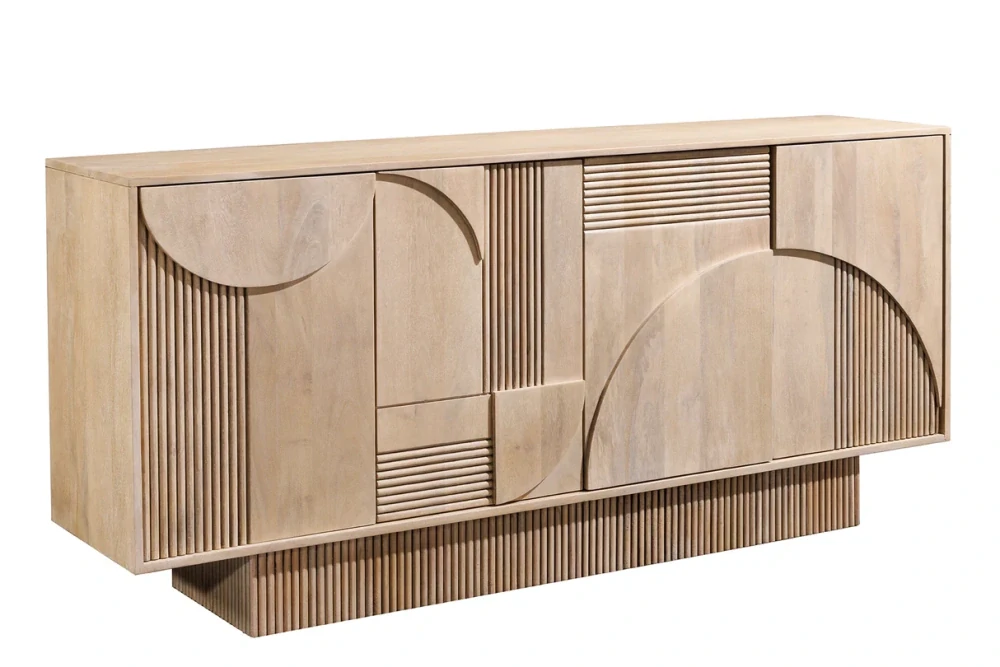 Komoda ART DECO 170 cm 3D z mangového dřeva whitewashed