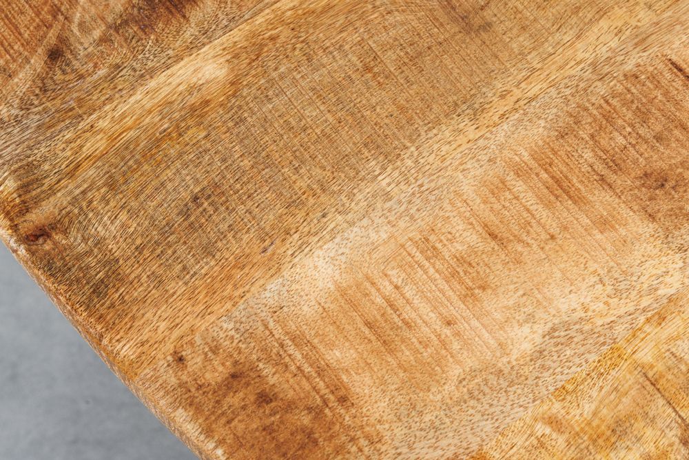 Jídelní stůl IRON CRAFT Ø 140 cm kulatý z mangového dřeva přírodní provedení s černými kovovými nohami